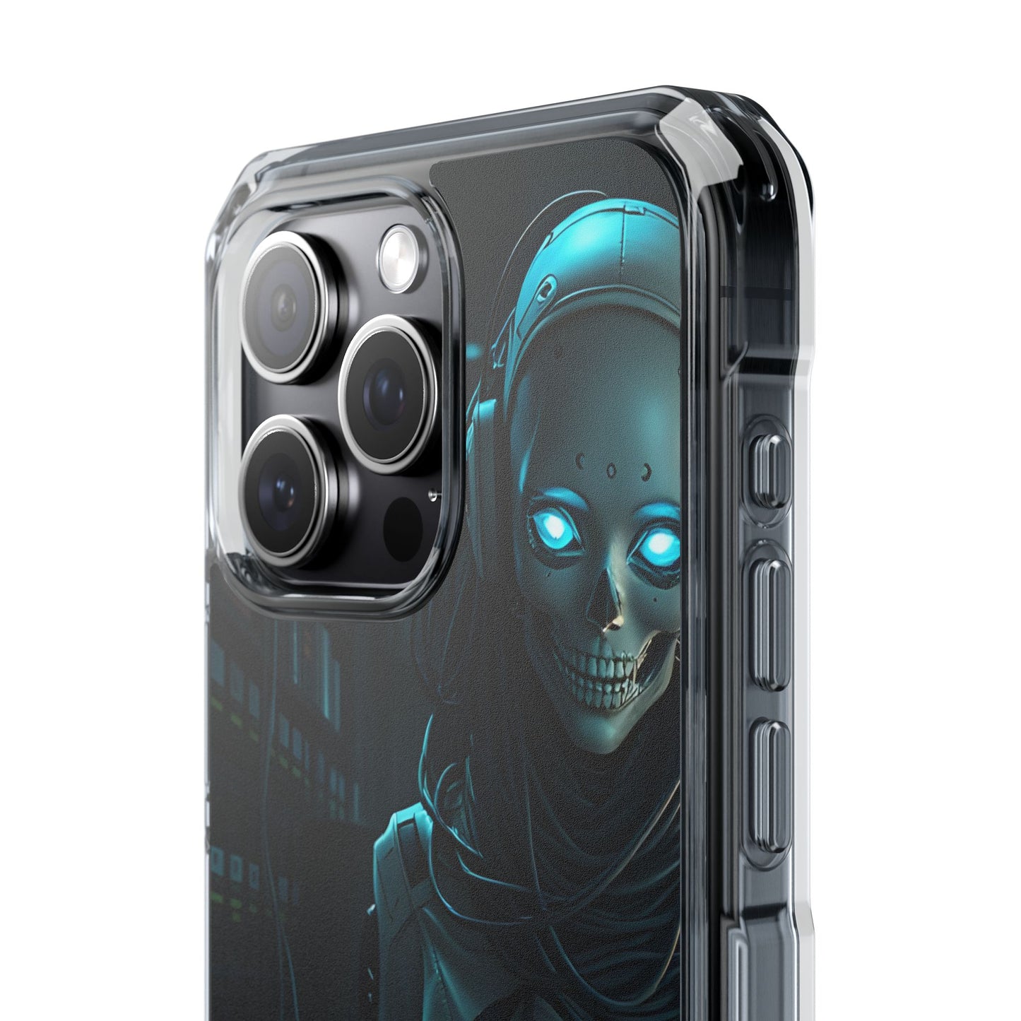 Futuristic Robot Phone Case, Magnetic Clear Impact Case, Unique Gift for Tech Lovers, Protective Smartphone Accessory, Cyberpunk Style