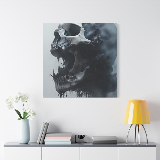 Skull Wall Art Canvas, Gothic Home Decor, Edgy Artwork for Halloween, Unique Gift for Him, Quirky Office Decor, Statement Piece