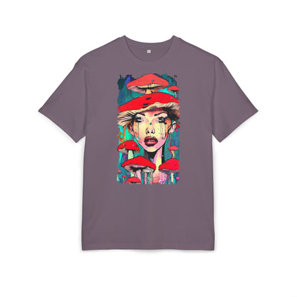 Colorful Art Tee, Unisex Heavy Oversize Tee with Mushroom Design, Casual Wear, Graphic Shirt, Gift for Art Lovers, Streetwear Style
