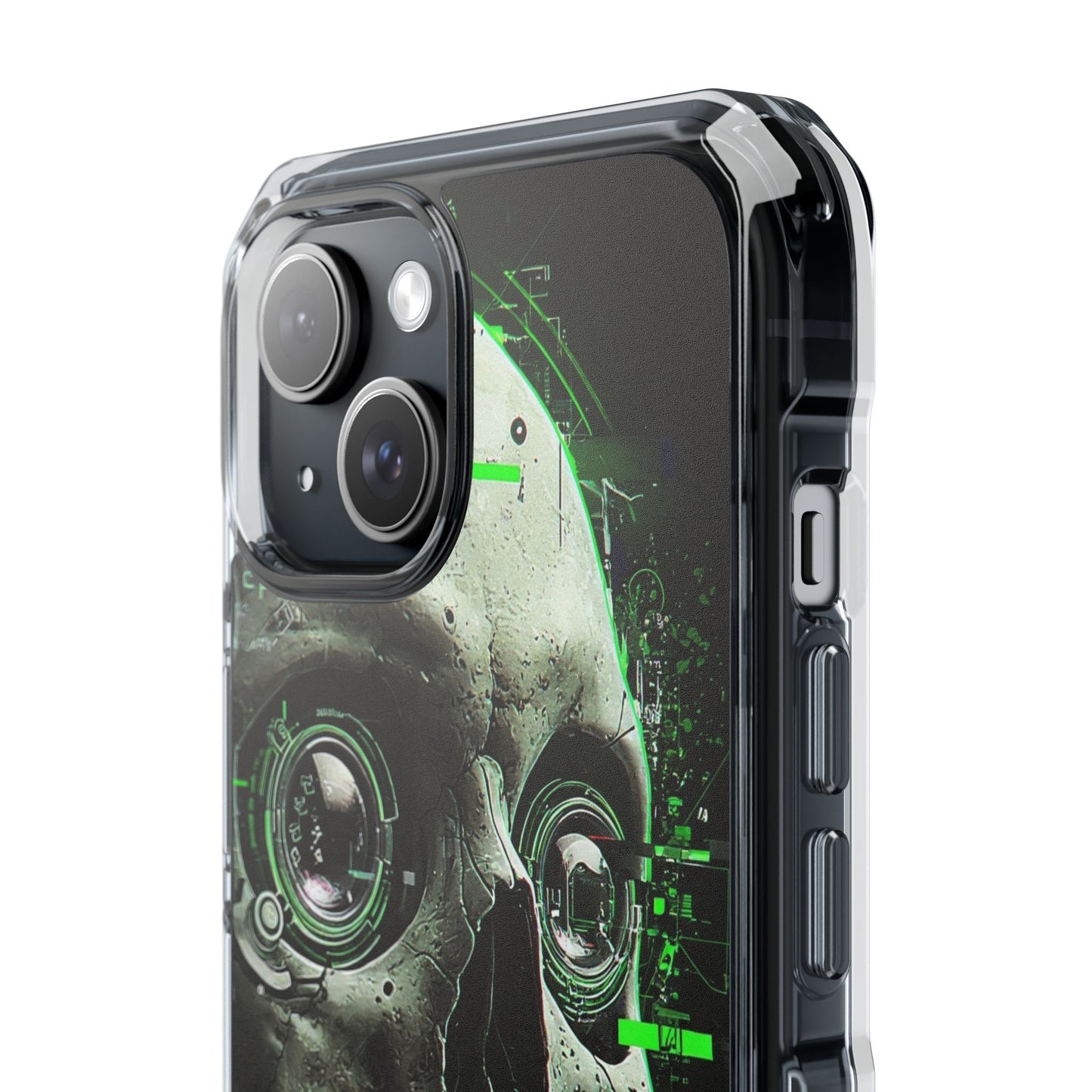 Gothic Skull Phone Case, Cyberpunk Design, Clear Impact Protection, Unique Gift for Him, Halloween Accessories, Tech Lover