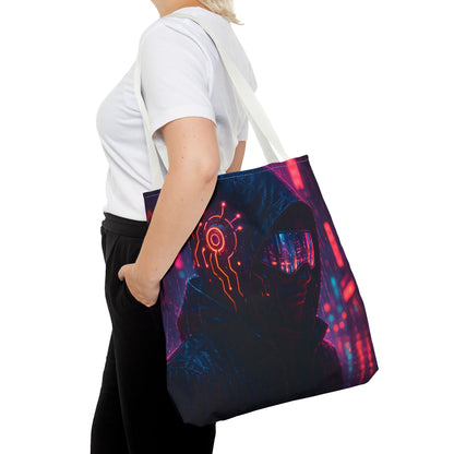 Futuristic Cyberpunk Tote Bag, Unique AOP Bag for Tech Lovers, Stylish Everyday Tote, Gift for Gamers, Sci-Fi Enthusiasts