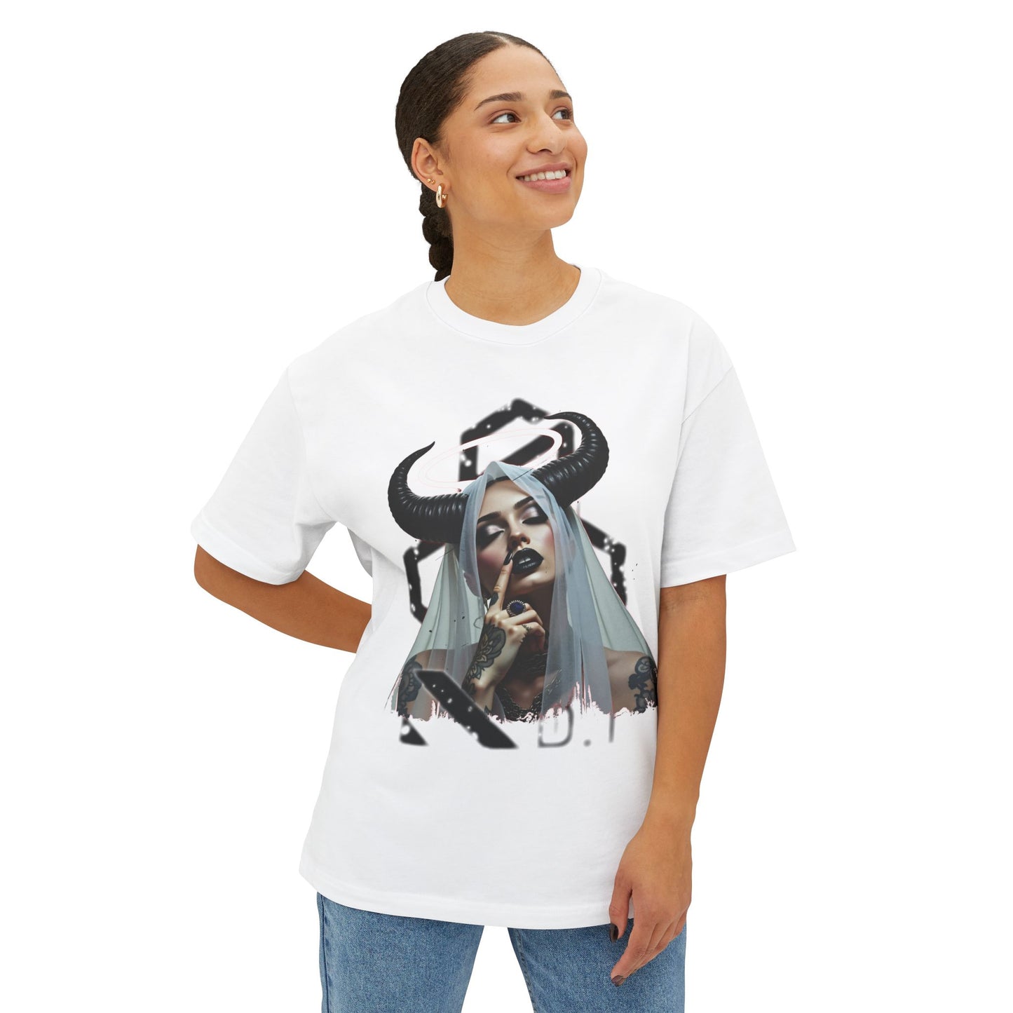Edgy Graphic Tee, Unisex Oversized Boxy Tee, Alternative Fashion Shirt, Unique Apparel, Statement Top, Gift for Her
