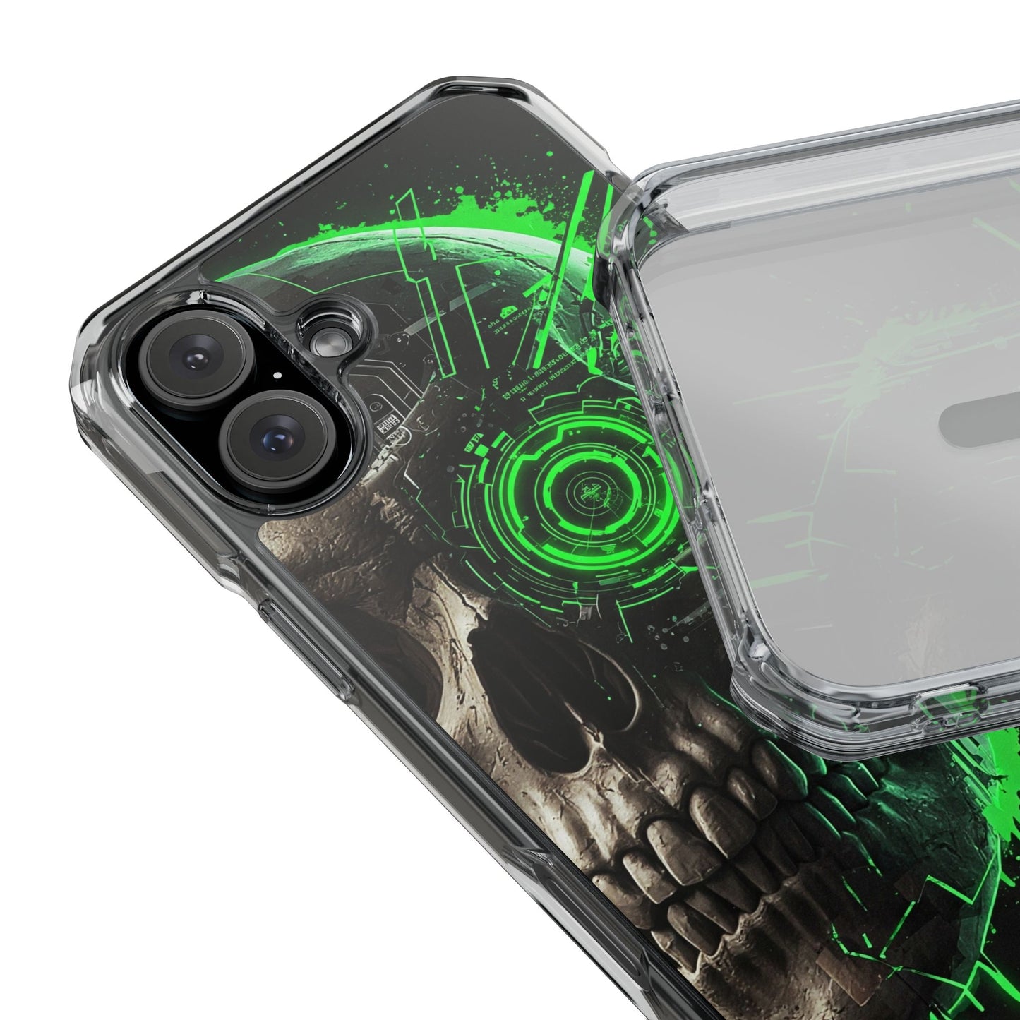 Skull Graphic Phone Case - Magnetic Clear Impact Cases, Skull Design, Unique Phone Protection, Edgy Gift for Tech Lovers