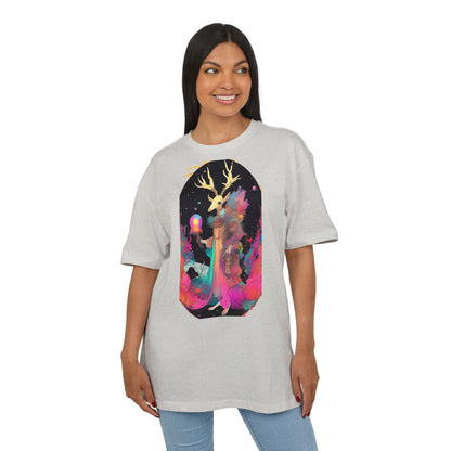 Cosmic Stag Unisex Oversize Tee | Bohemian Vibe T-Shirt, Fantasy Apparel, Unique Gift, Art-Inspired Fashion, Summer Style