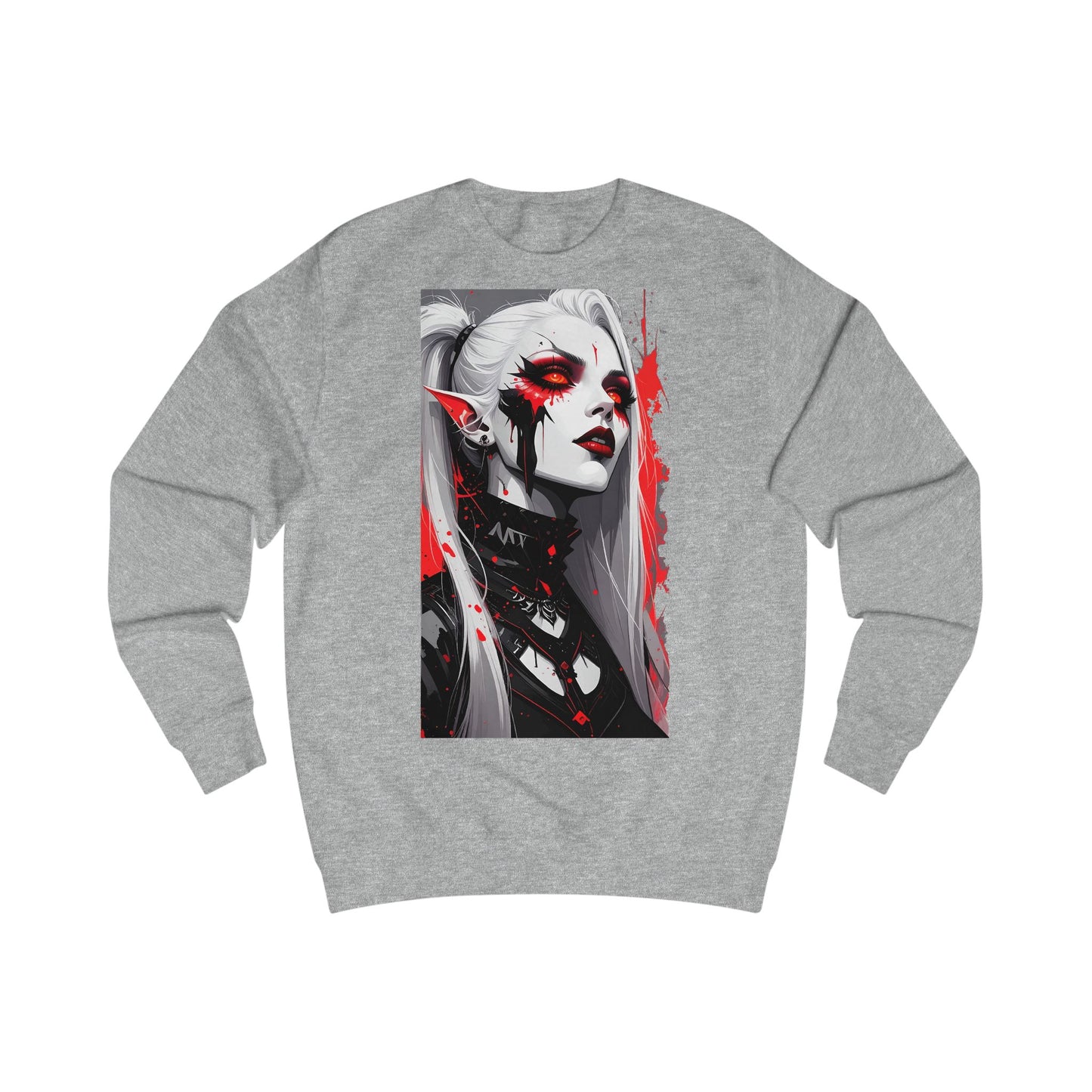Edgy Graphic Sweatshirt with Art Design, Unisex Streetwear, Casual Fall Fashion, Gift for Art Lovers