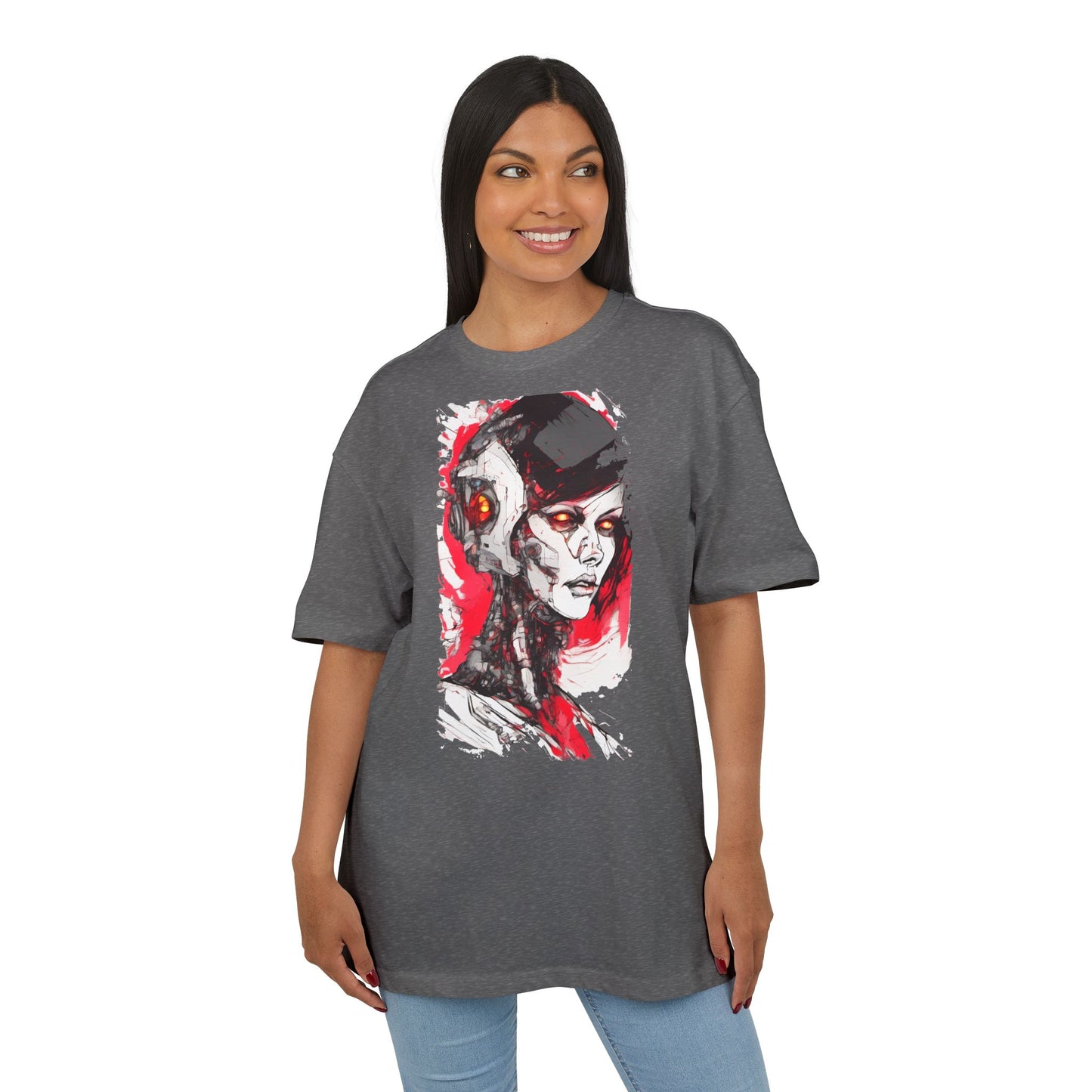 Cyberpunk-Inspired Unisex Heavy Oversize Tee | Graphic Tee, Streetwear, Gift for Gamers, Unique Fashion, Modern Art Apparel