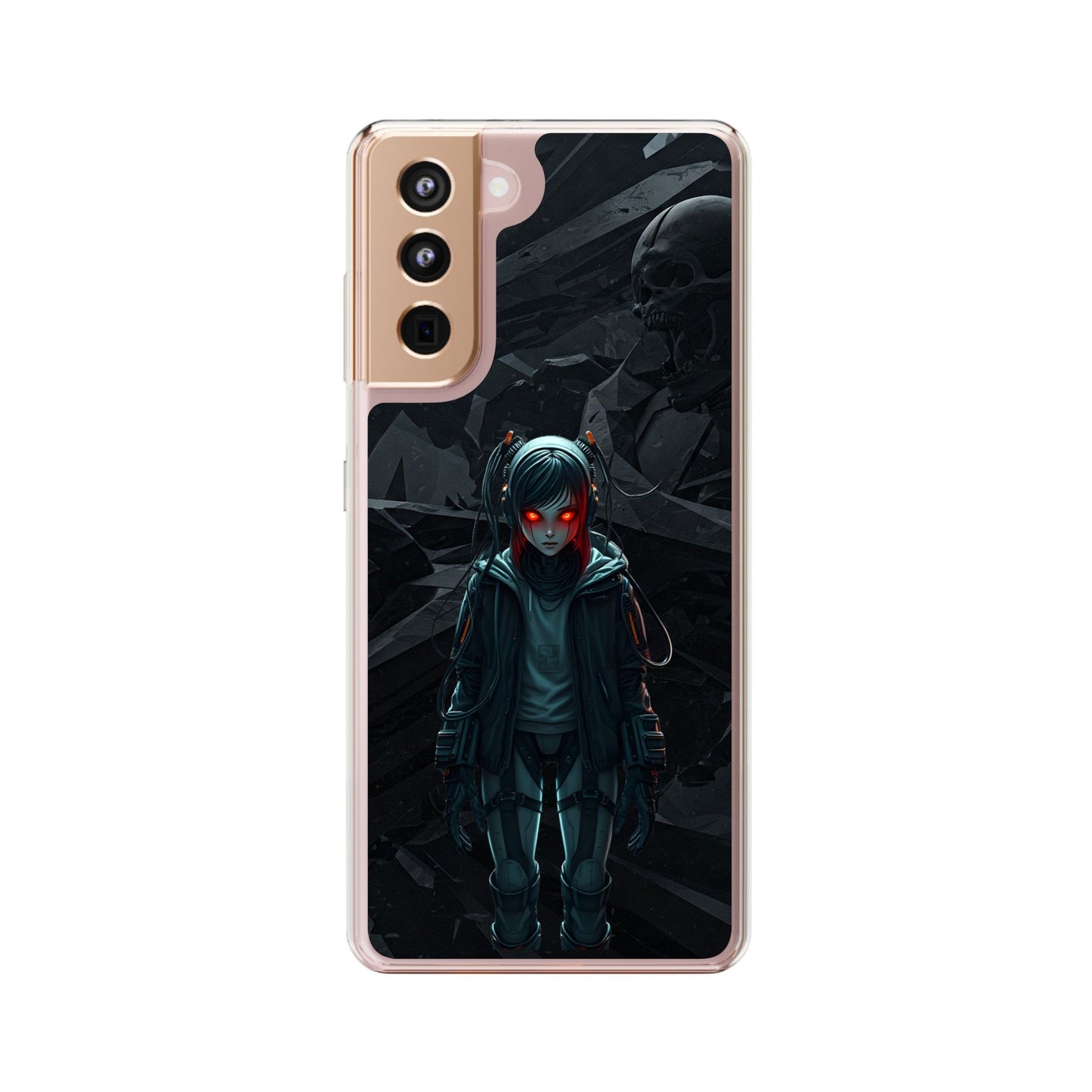 Futuristic Clear Phone Case with Cyberpunk Design - Edgy and Stylish