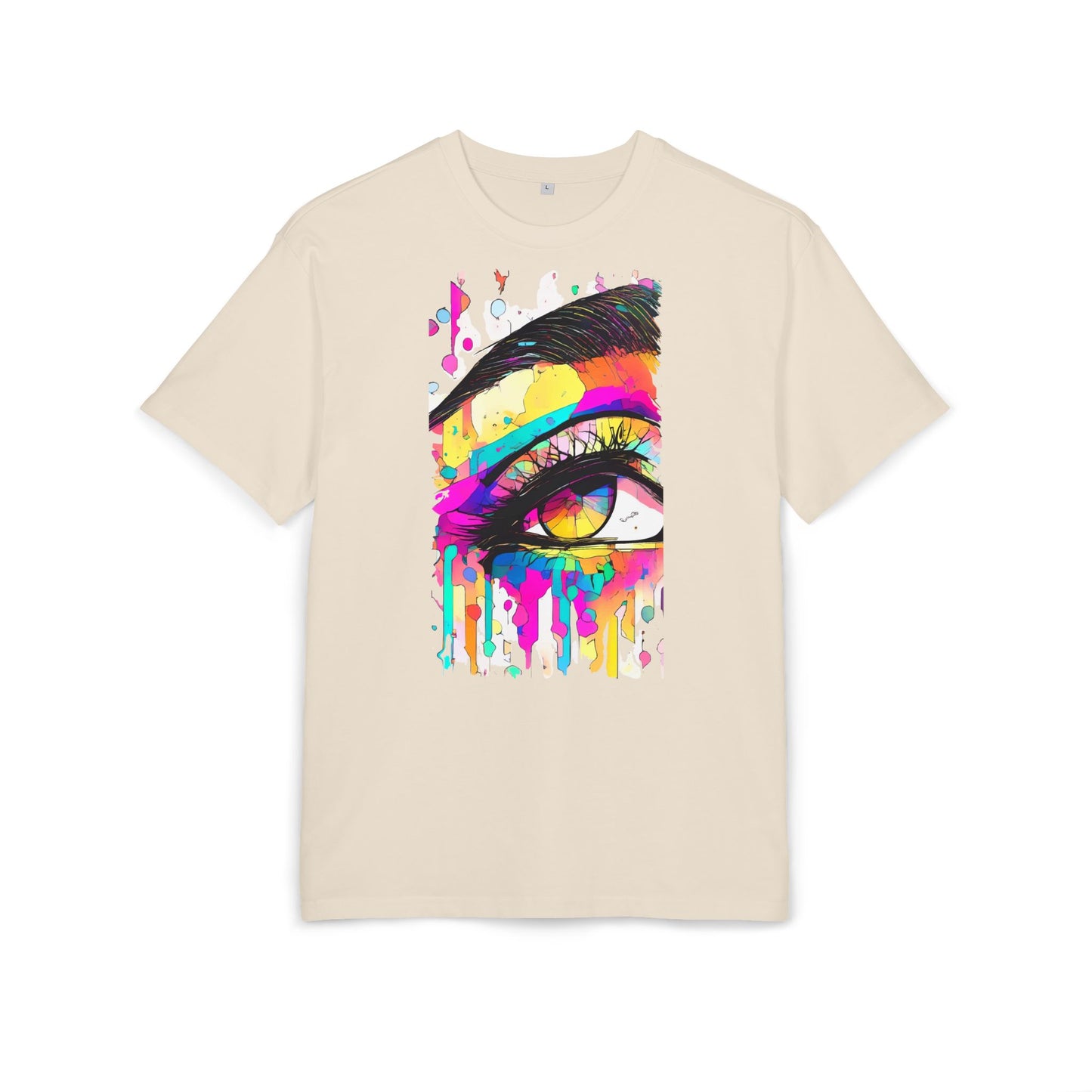 Vibrant Eye Art Oversized Tee, Unisex Heavy Tee for Creative Souls, Art Lovers Gift, Colorful Graphic Shirt, Festival Attire