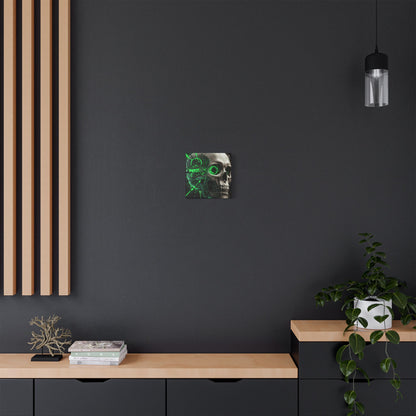 Digital Skull Art Wall Decor, Futuristic Skull Canvas Print, Cyberpunk Home Decor, Gothic Decoration, Unique Gift for Halloween