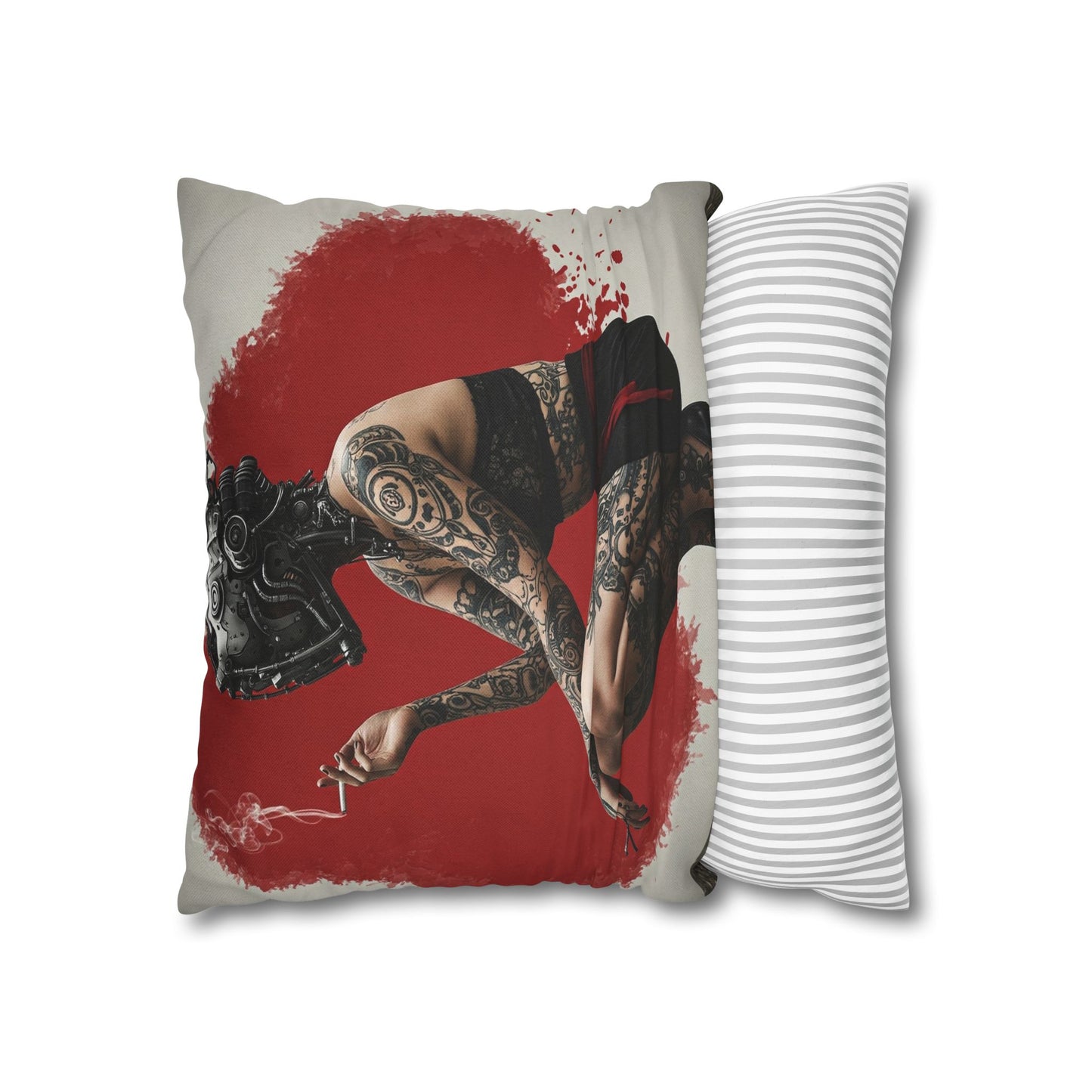 Edgy Tattoo Art Pillowcase | Boho Decor, Home Accent, Gift for Her, Trendy Cushion, Festival Style