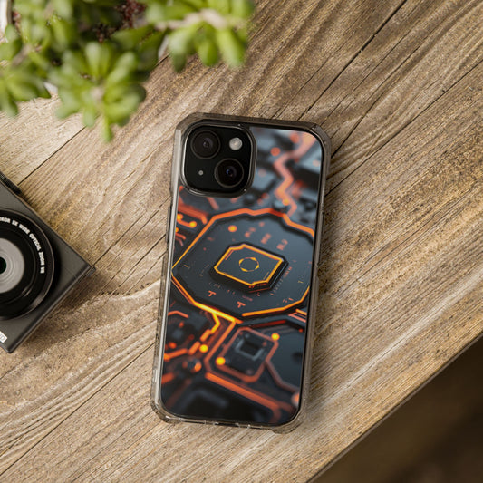 Futuristic Magnetic Phone Case, Clear Impact Case, Stylish Tech Accessory, Gifts for Tech Enthusiasts, Unique Phone Cover