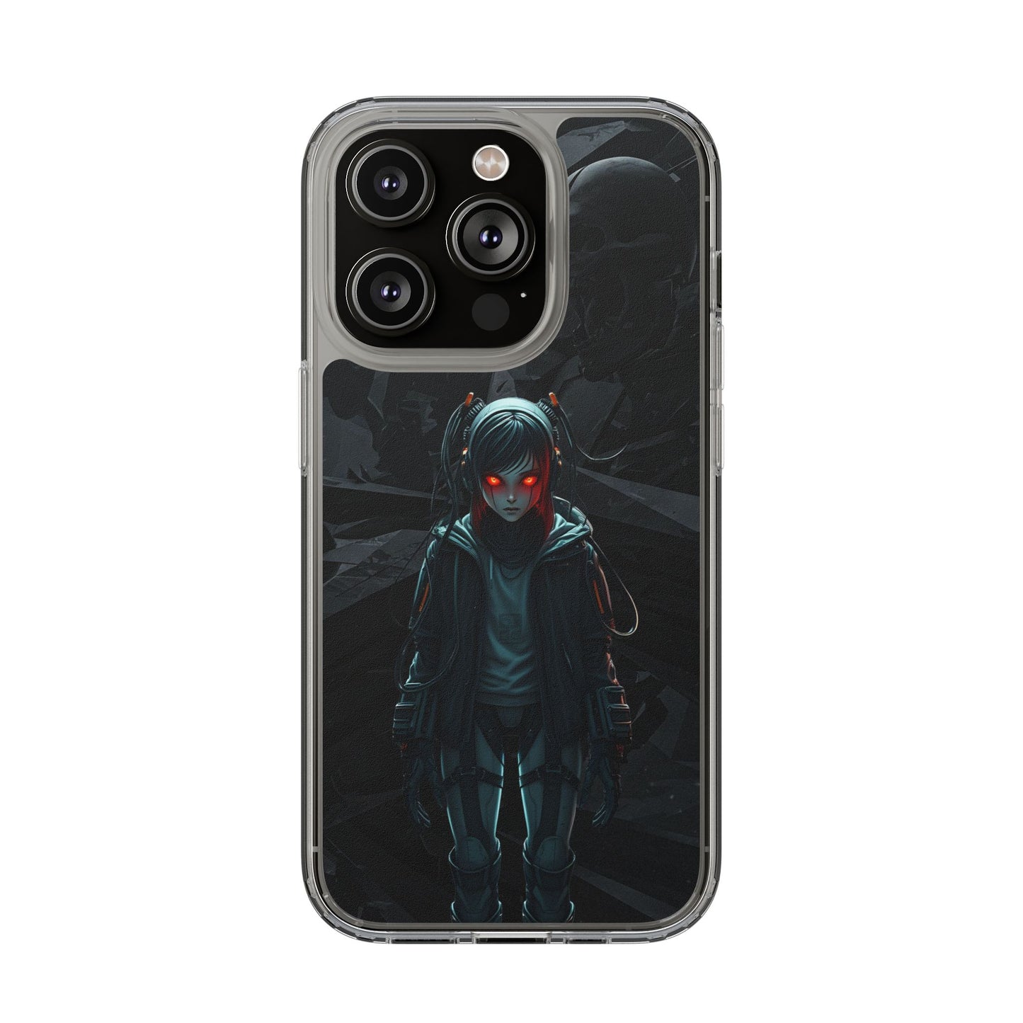 Futuristic Clear Phone Case with Cyberpunk Design - Edgy and Stylish