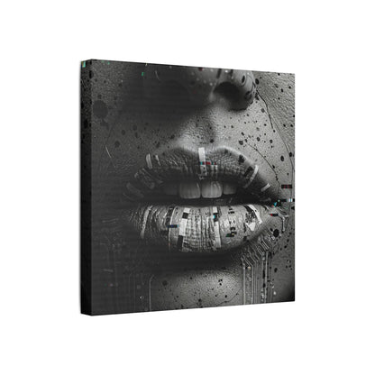 Gothic Lips Art Canvas, Digital Art Print, Unique Home Decor, Contemporary Wall Art, Cyberpunk Aesthetic, Perfect Gift