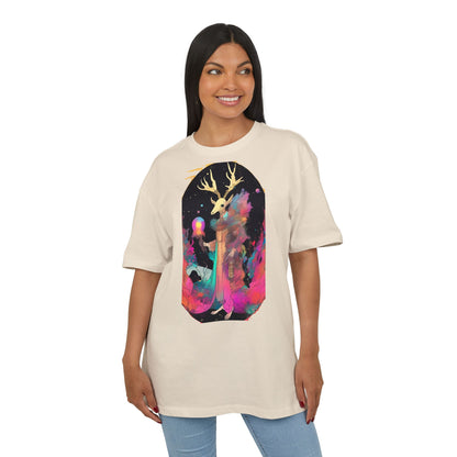 Cosmic Stag Unisex Oversize Tee | Bohemian Vibe T-Shirt, Fantasy Apparel, Unique Gift, Art-Inspired Fashion, Summer Style