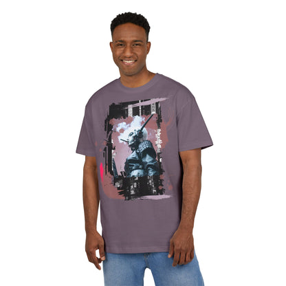 Unisex Heavy Oversize Tee featuring Samurai Art, Streetwear Graphic Tee, Gift for Him/Her, Casual Wear, Anime Inspired Fashion