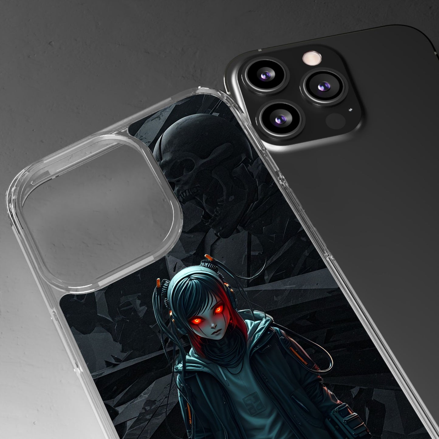 Futuristic Clear Phone Case with Cyberpunk Design - Edgy and Stylish