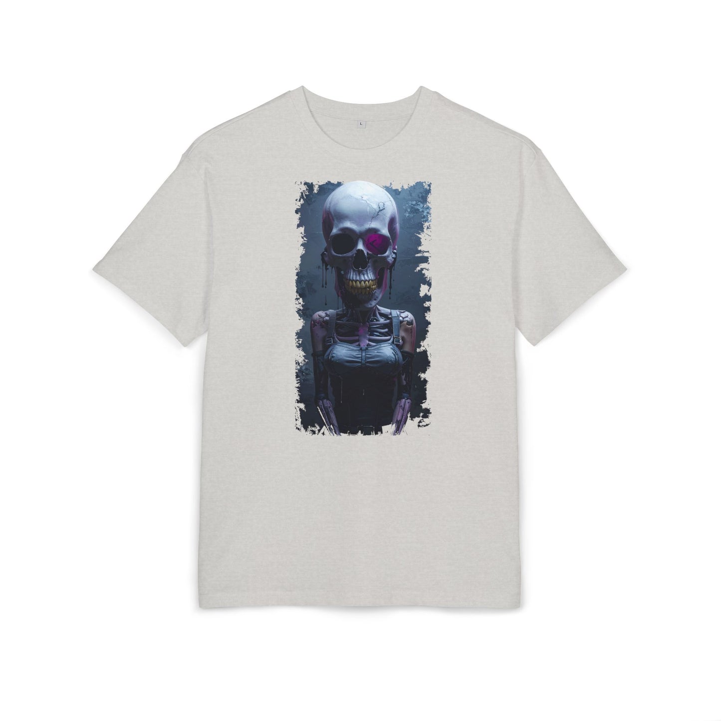 Unisex Heavy Oversize Tee with Skeleton Graphic, Spooky Halloween T-shirt, Casual Graphic Tee, Skeleton Art Shirt, Unisex Halloween Apparel