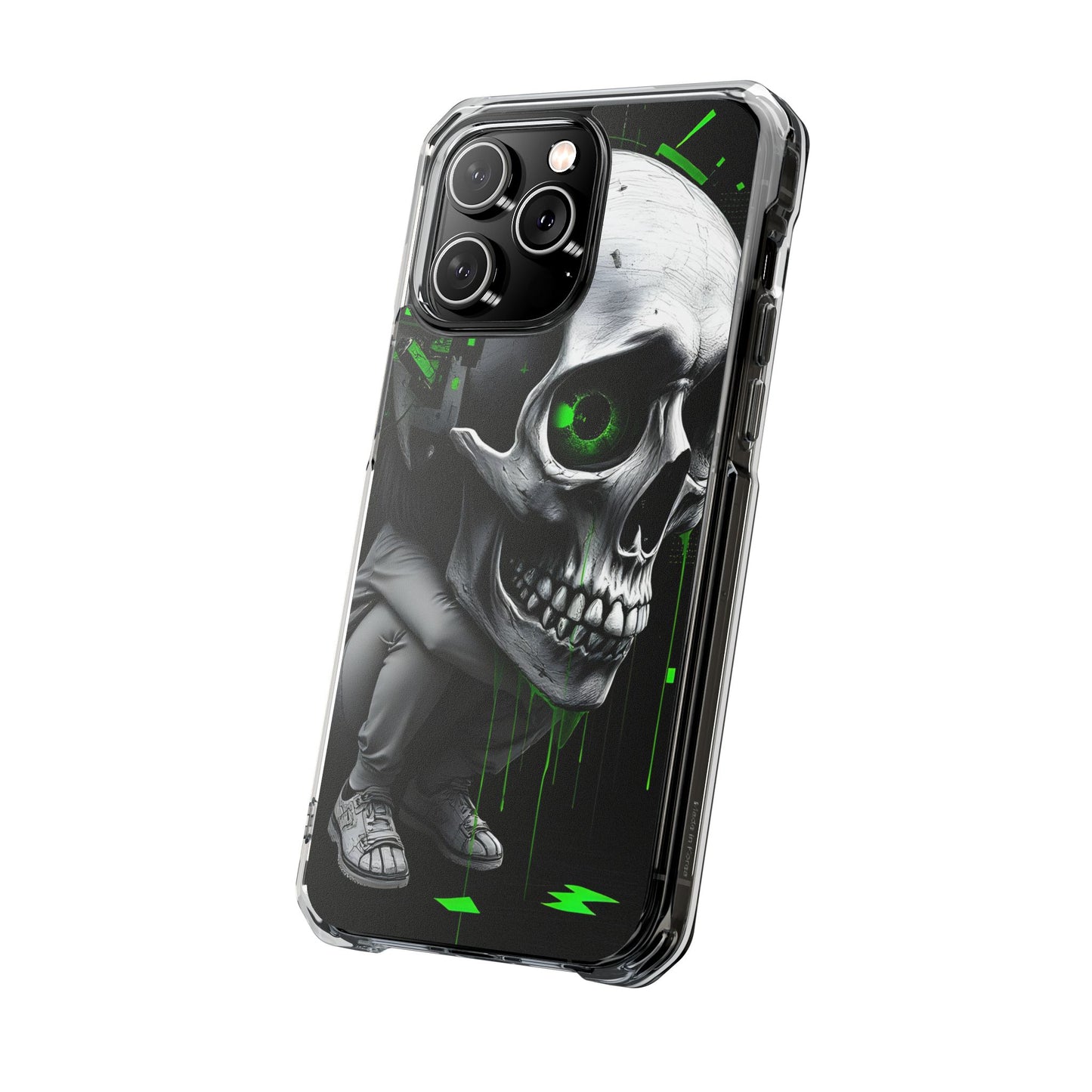 Edgy Skull Phone Case - Magnetic Clear Impact Cases, Unique Phone Cover, Goth Accessory, Halloween Gift, Stylish Tech Protection