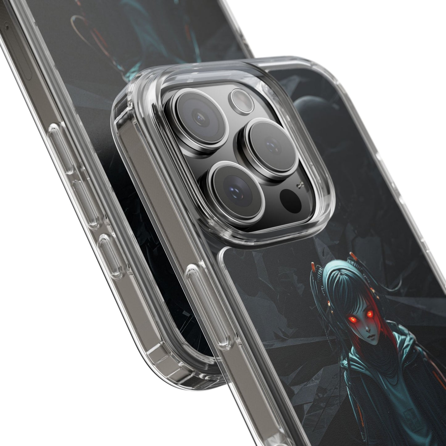 Futuristic Clear Phone Case with Cyberpunk Design - Edgy and Stylish