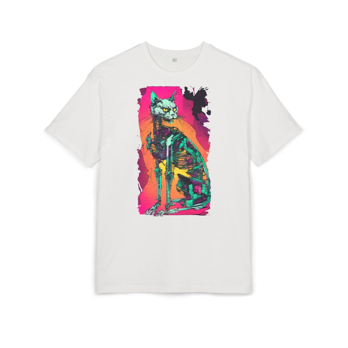 Vibrant Cat Art Tee, Unisex Oversized T-Shirt, Colorful Pet Lover Gift, Unique Graphic Shirt, Casual Everyday Wear