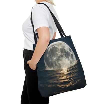 Moonlit Ocean Tote Bag - Night Sky, Beach, Stylish, Eco-Friendly, Great Gift for Friends, Perfect for Travel, Shopping