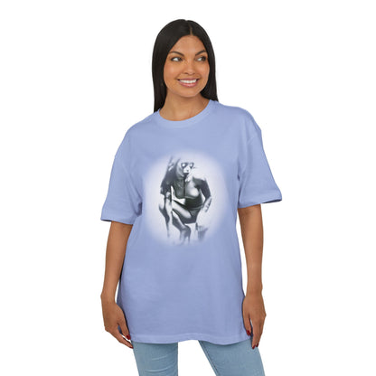 Stylish Unisex Heavy Oversize Tee with Artistic Graphic - Horror Design