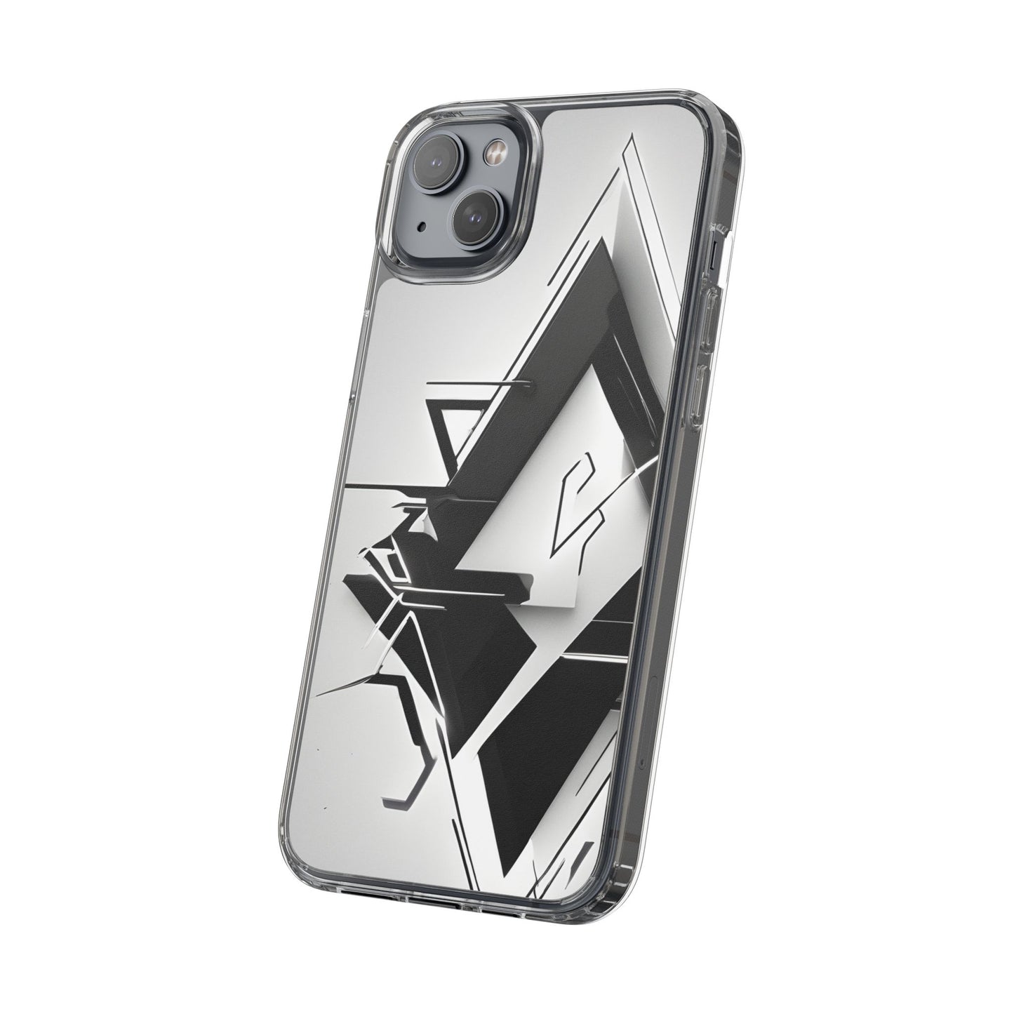 Clear Phone Case with Abstract Edgy Design Print