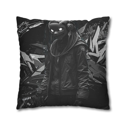 Edgy Cyberpunk Square Pillowcase - Modern Decor for Gaming Enthusiasts