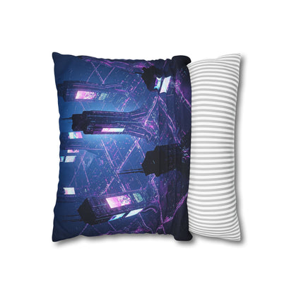 Futuristic Cityscape Pillowcase, Home Decor, Throw Pillow Cover, Gift for Gamers, Cyberpunk Vibe, Modern Bedroom Accent