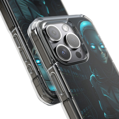 Futuristic Robot Phone Case, Magnetic Clear Impact Case, Unique Gift for Tech Lovers, Protective Smartphone Accessory, Cyberpunk Style