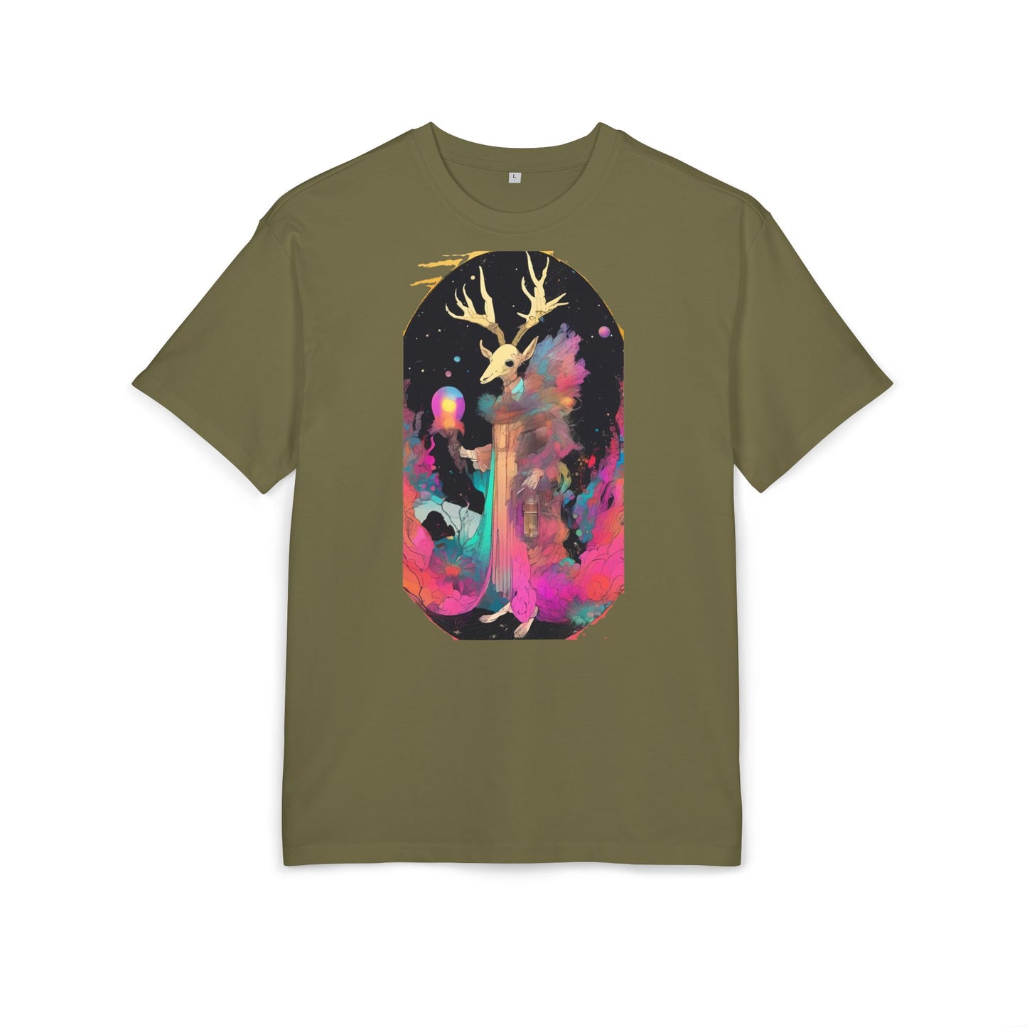 Cosmic Stag Unisex Oversize Tee | Bohemian Vibe T-Shirt, Fantasy Apparel, Unique Gift, Art-Inspired Fashion, Summer Style