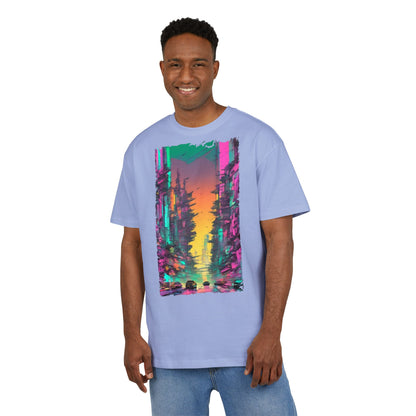 Vibrant Nature Sunset Unisex Oversize Tee, Cozy Graphic Shirt for Nature Lovers, Trendy Casual Wear, Gift for Friends, Summer Fashion