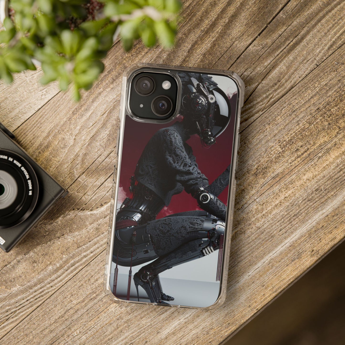 Cyber Design Magnetic Phone Case, Clear Mobile Cover, Gothic Style, Halloween Gift, Celestial Protection Accessory