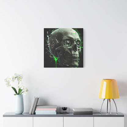Techno Skull Canvas Art Print, Cyberpunk Wall Decor, Edgy Home Aesthetic, Gothic Gift for Him, Halloween Decoration, Modern Artwork
