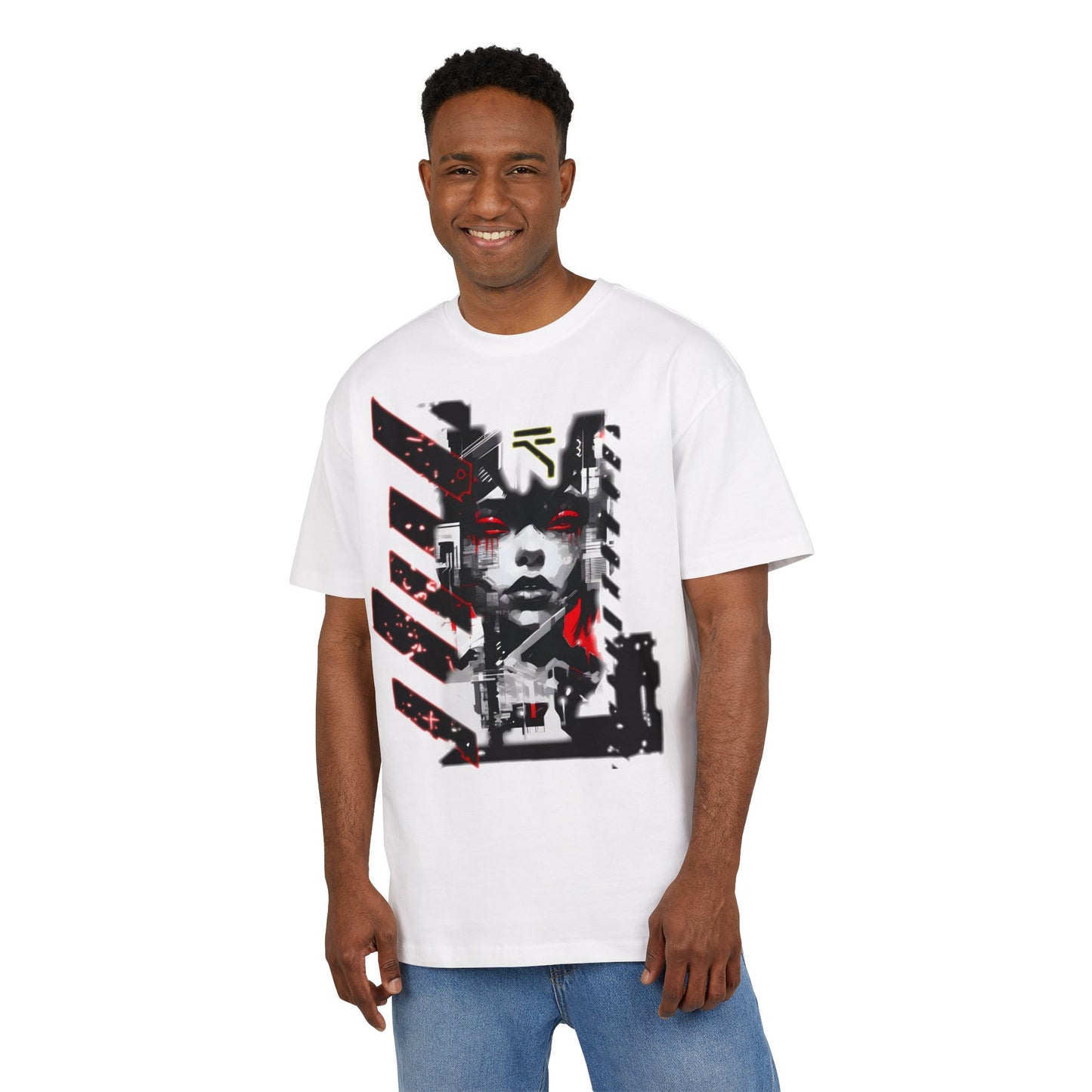 Unisex Heavy Oversize Tee with Urban Art Design - Streetwear Style Tee