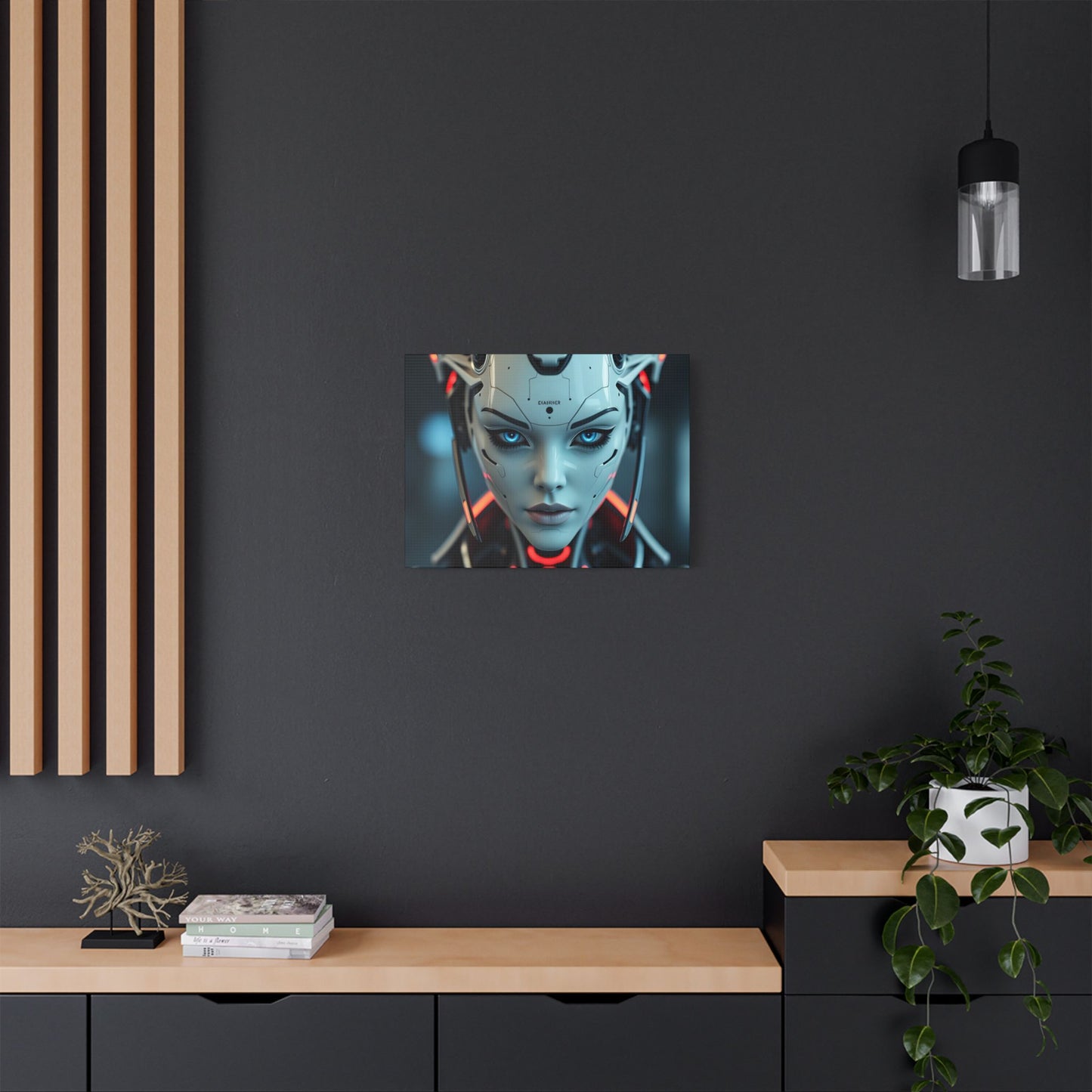 Futuristic Canvas Art Print, Digital Wall Decor, Modern Home Art, Unique Gift for Tech Lovers, Robotic Aesthetic