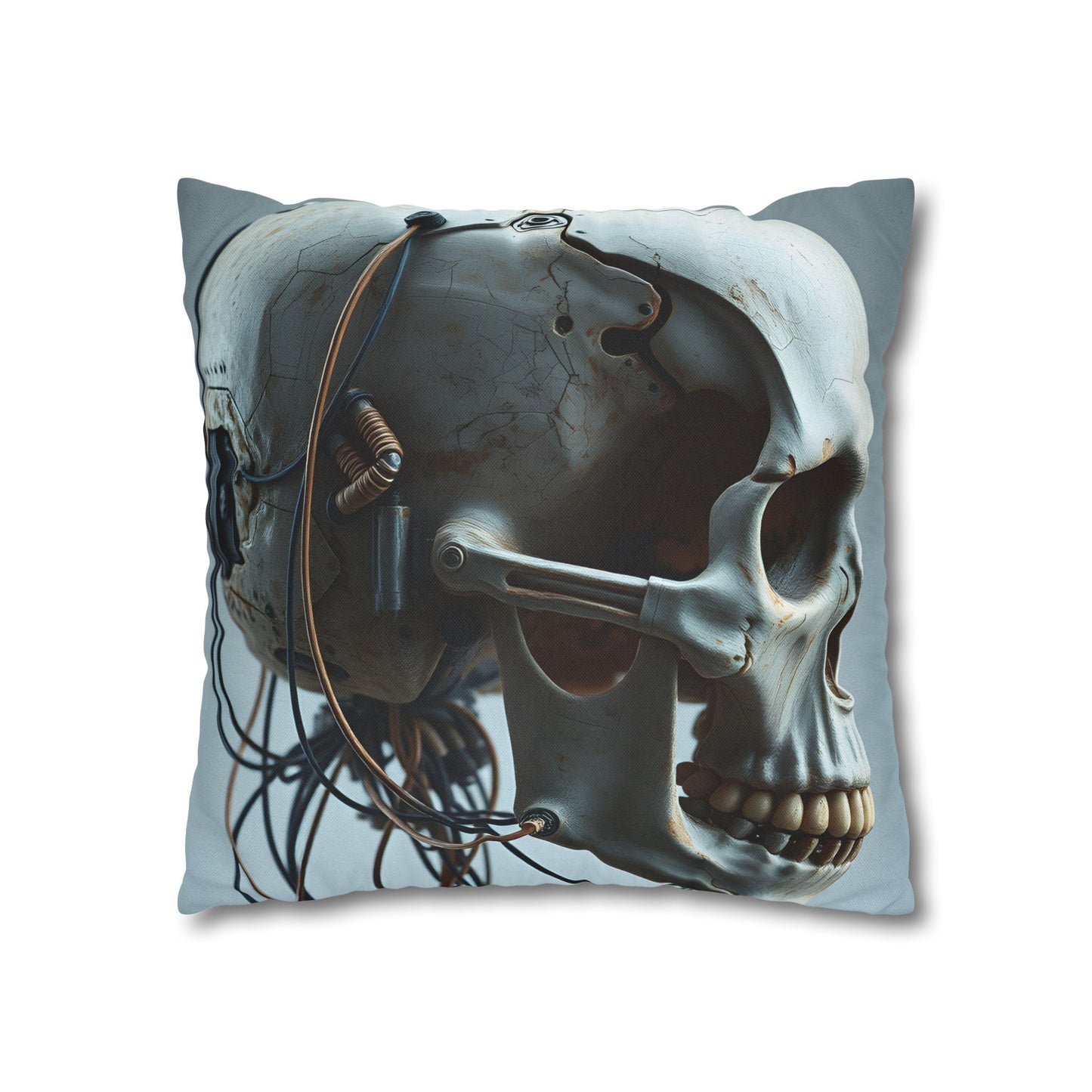 Square Pillowcase Futuristic Edge Skull Design Pillowcase