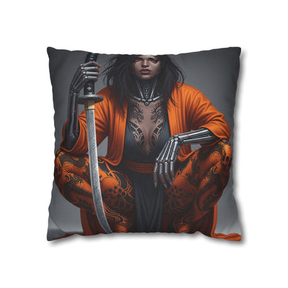 Fierce Warrior Design Pillowcase, Unique Home Decor, Boho Accent Pillow, Anime Art, Gift for Her, Cosplay Lovers