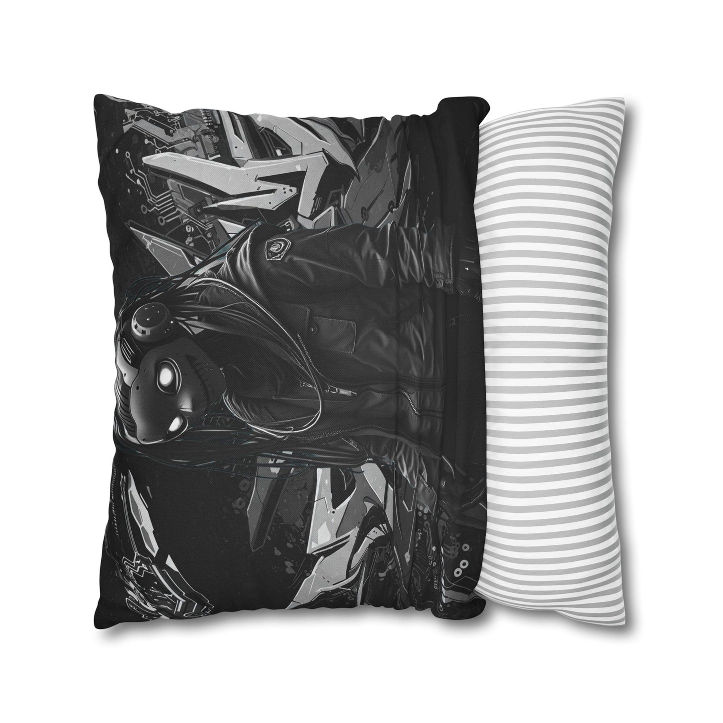 Edgy Cyberpunk Square Pillowcase - Modern Decor for Gaming Enthusiasts