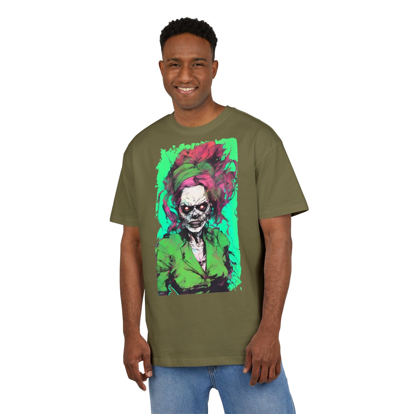 Vibrant Skull Art Oversize Tee, Unisex Graphic Tee, Edgy Streetwear Shirt, Perfect for Halloween, Gift for Art Lovers, Casual Comfort