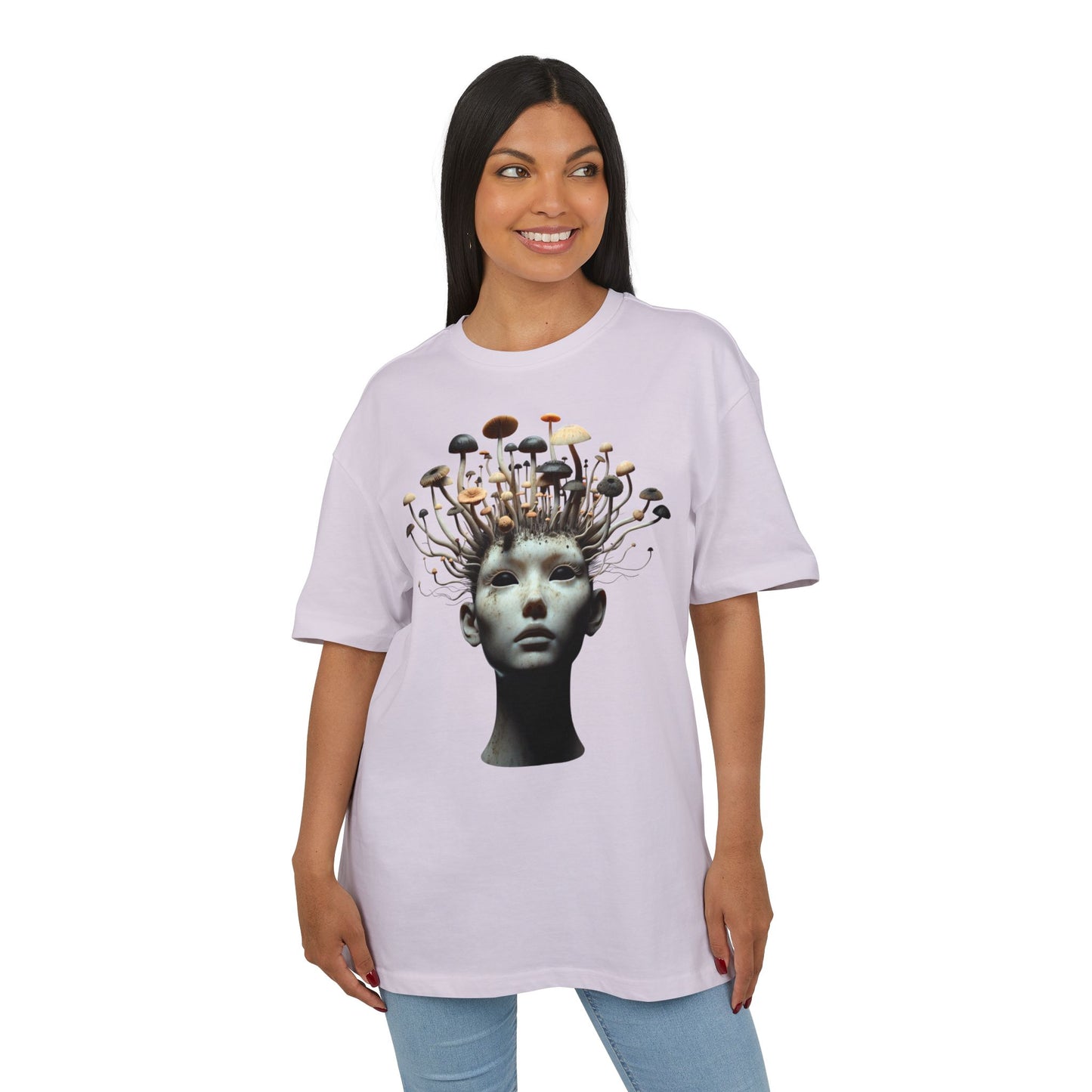 Unisex Heavy Oversize Tee - Artistic Mushroom Graphic Tee