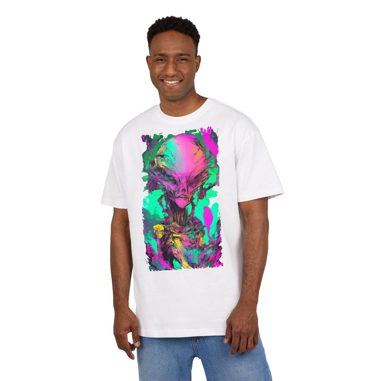 Alien Art Unisex Oversize Tee, Graphic Tee, Casual Style, Streetwear, Unique Gift, Statement Piece