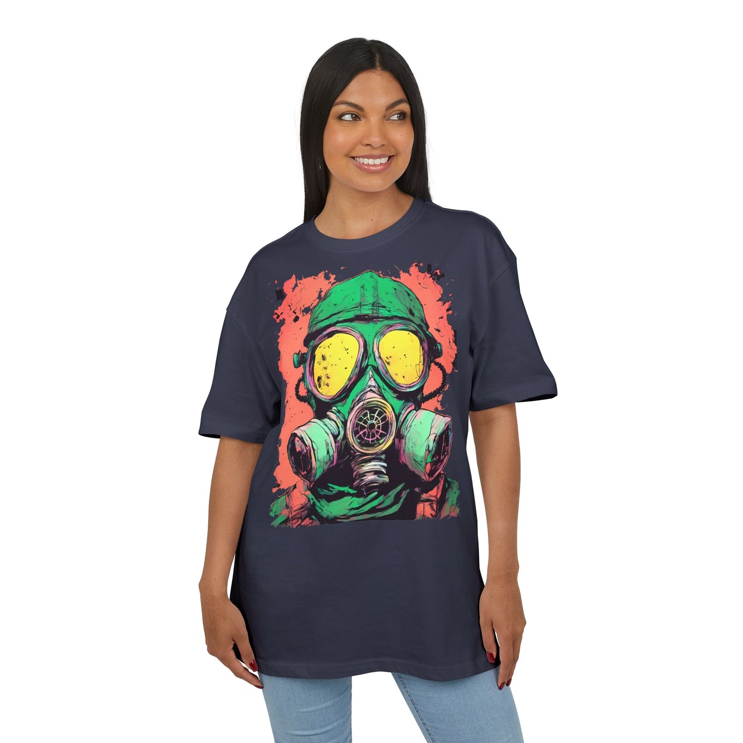 Retro Gas Mask Unisex Heavy Oversize Tee, Streetwear T-Shirt, Unique Graphic Tee, Festival Fashion, Cool Casual Wear
