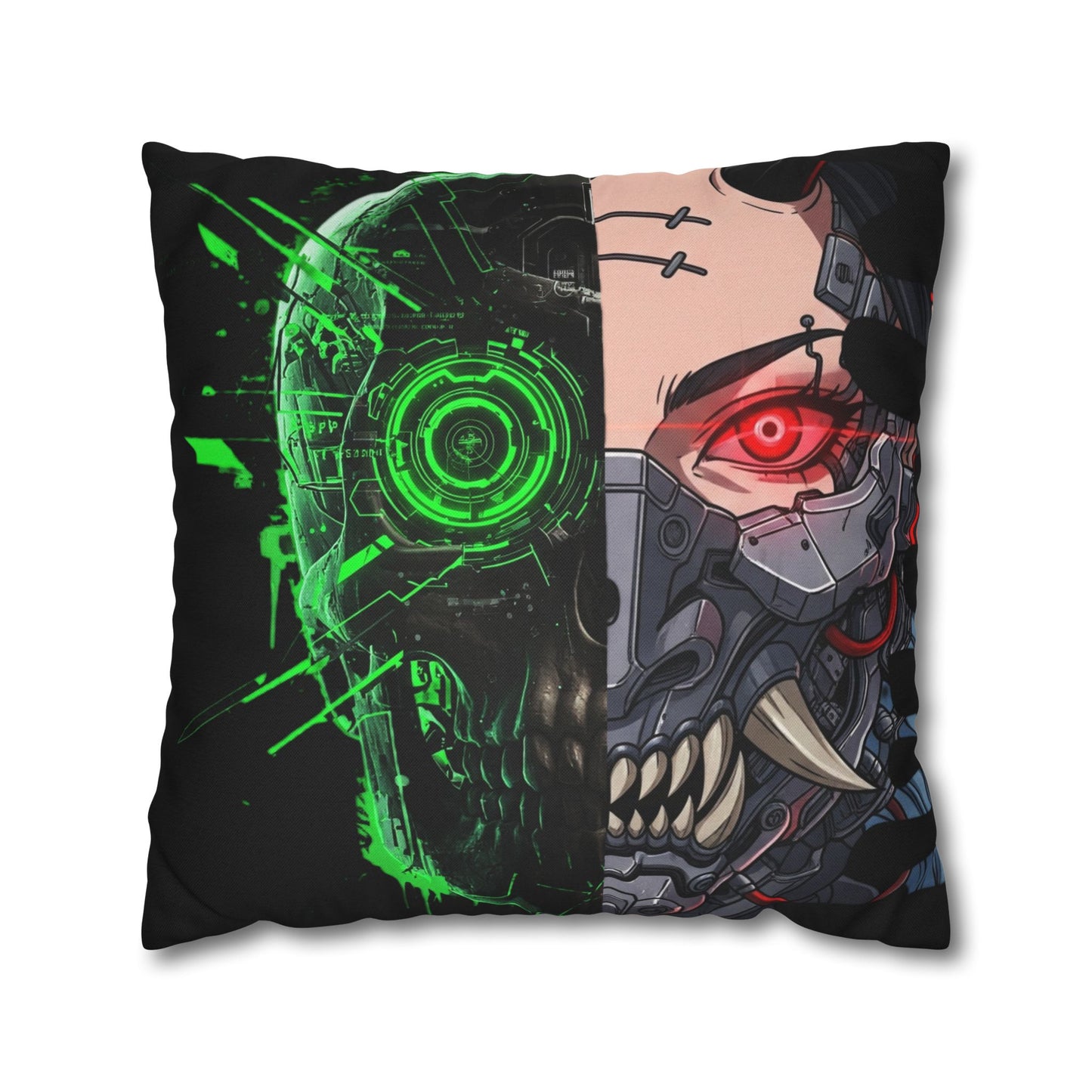 Futuristic Cyborg Pillowcase, Decorative Pillow Cover, Cyberpunk Home Decor, Gift for Sci-Fi Lovers, Gaming Room Accessory