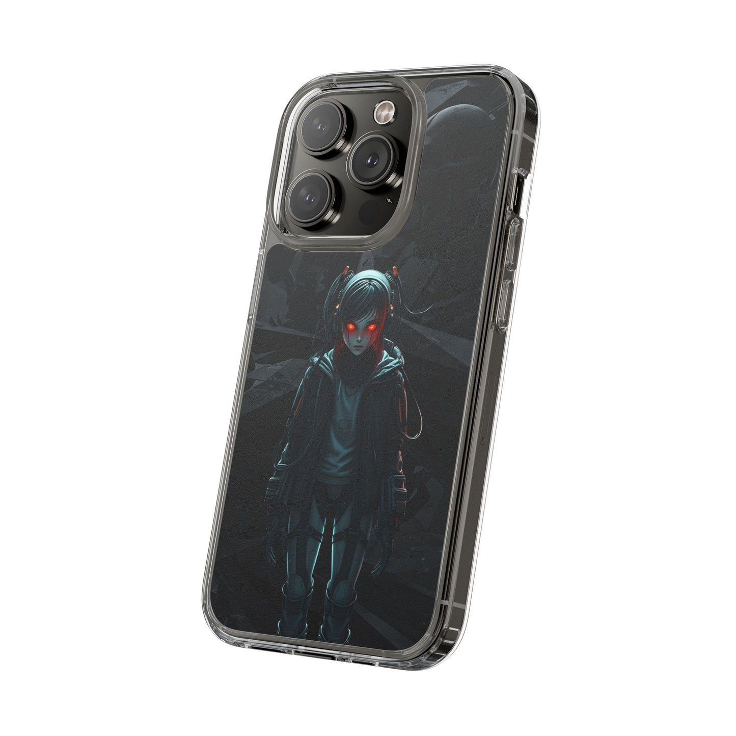 Futuristic Clear Phone Case with Cyberpunk Design - Edgy and Stylish