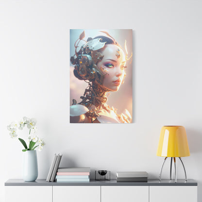 Satin Canvas Art Print, Modern Home Decor, Robot Artwork, Tech-Inspired Wall Art, Unique Gift for Tech Lovers