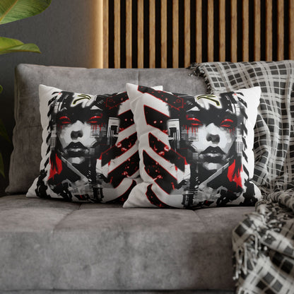 Bold Graphic Pillowcase, Unique Decorative Cushion Cover for Modern Home, Cyberpunk Art Decor, Gift for Art Lovers, Stylish Throw Pillow