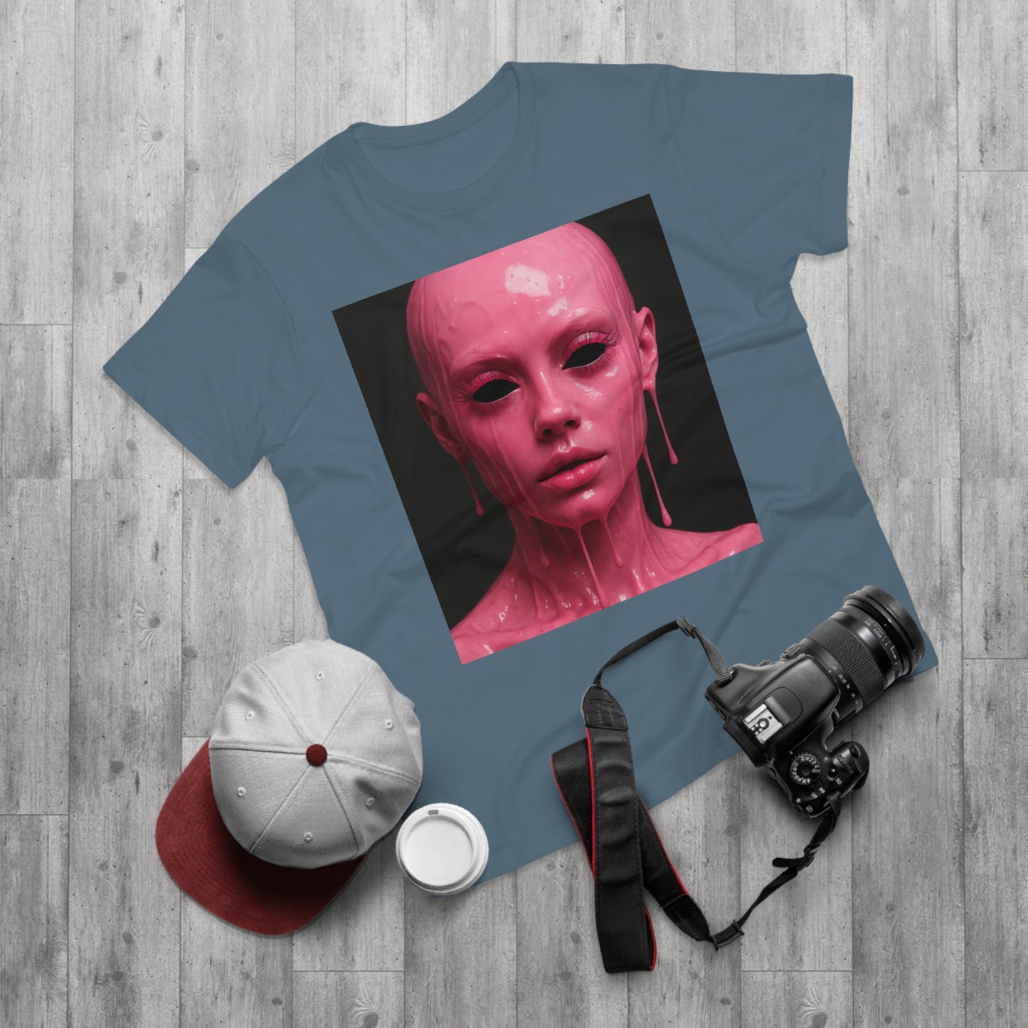Artistic Pink Melting Face T-Shirt - Trendy Graphic Tee, Unique Gift, Statement Apparel, Festival Wear, Occasional Fashion, Street Style