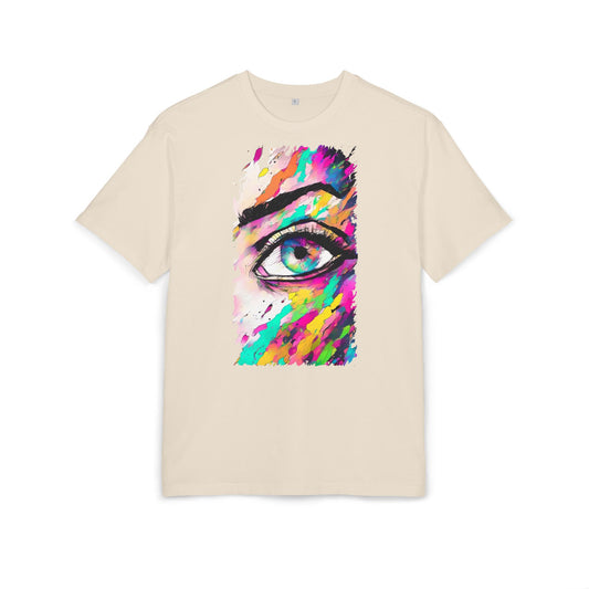 Colorful Eye Graphic Unisex Heavy Oversize Tee, Artistic T-Shirt, Casual Wear, Gift for Art Lovers, Streetwear Trends, Vibrant Style