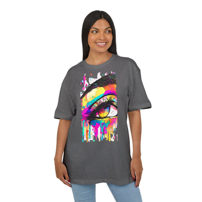 Vibrant Eye Art Oversized Tee, Unisex Heavy Tee for Creative Souls, Art Lovers Gift, Colorful Graphic Shirt, Festival Attire